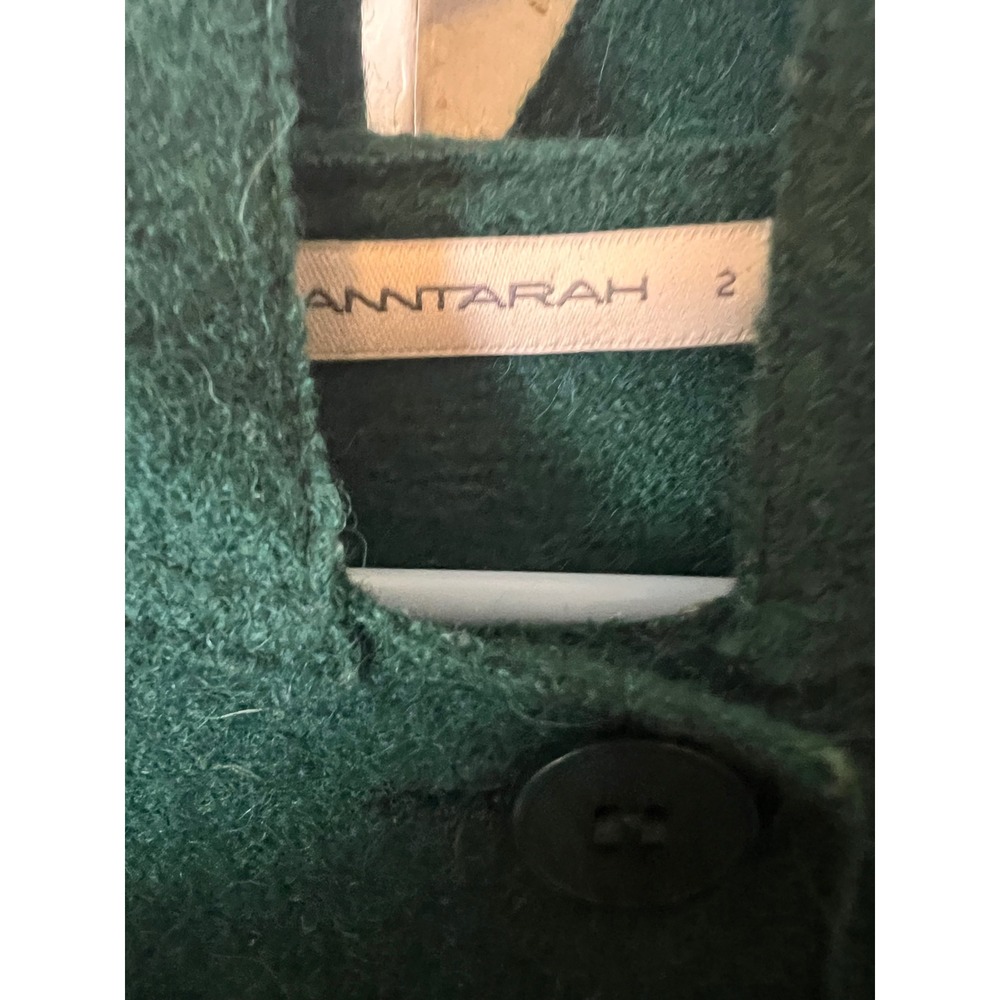 AnnTaranh Wool Green Hooded Coat Toddler Girls 2 Button Front Pocket - Picture 5 of 9